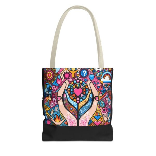 Colorful Hands Heart Tote Bag | Bohemian Bag, Gift for Her, Shopping Tote, Eco-Friendly, Art Lover's Accessory - Image 13