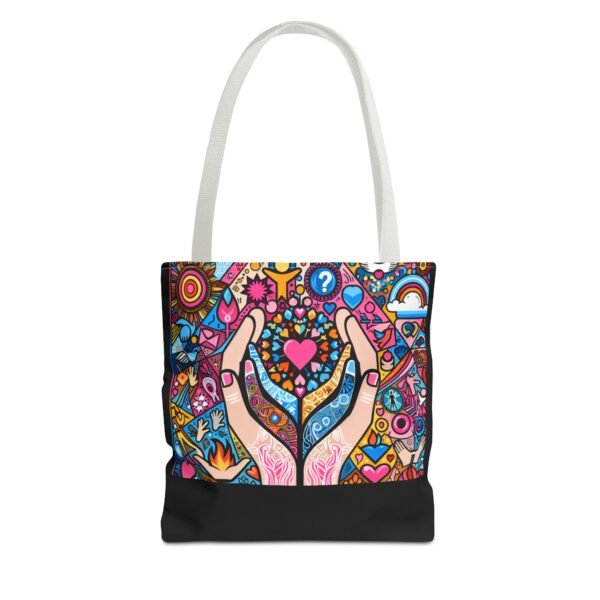 Colorful Hands Heart Tote Bag | Bohemian Bag, Gift for Her, Shopping Tote, Eco-Friendly, Art Lover's Accessory - Image 9