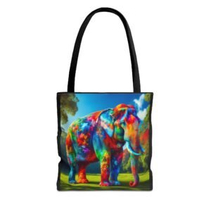 Colorful Elephant Tote Bag, Stylish Reusable Shopping Bag, Eco-Friendly Gift, Jungle Vibe Art, Travel Companion, Animal Lover Tote