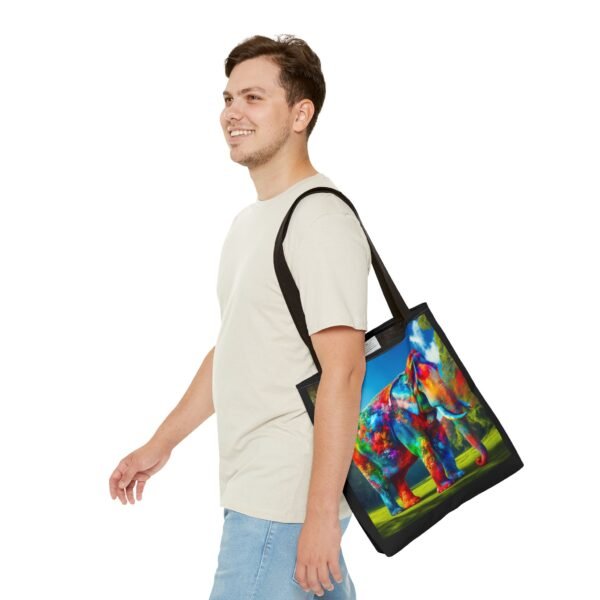 Colorful Elephant Tote Bag, Stylish Reusable Shopping Bag, Eco-Friendly Gift, Jungle Vibe Art, Travel Companion, Animal Lover Tote - Image 7