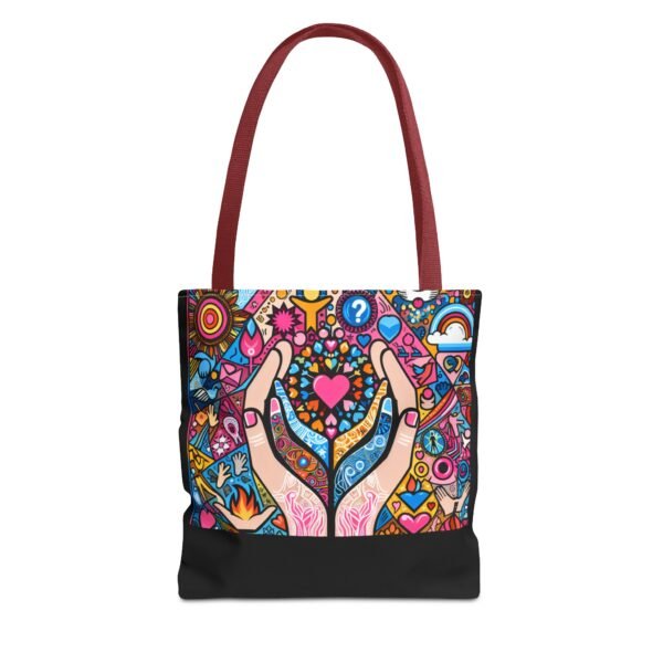 Colorful Hands Heart Tote Bag | Bohemian Bag, Gift for Her, Shopping Tote, Eco-Friendly, Art Lover's Accessory - Image 5