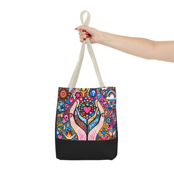 Colorful Hands Heart Tote Bag | Bohemian Bag, Gift for Her, Shopping Tote, Eco-Friendly, Art Lover's Accessory - Image 16