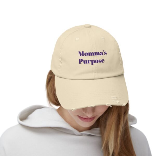Unisex Distressed Cap - Momma's Purpose - Trendy Adjustable Hat for Everyday Style - Image 12