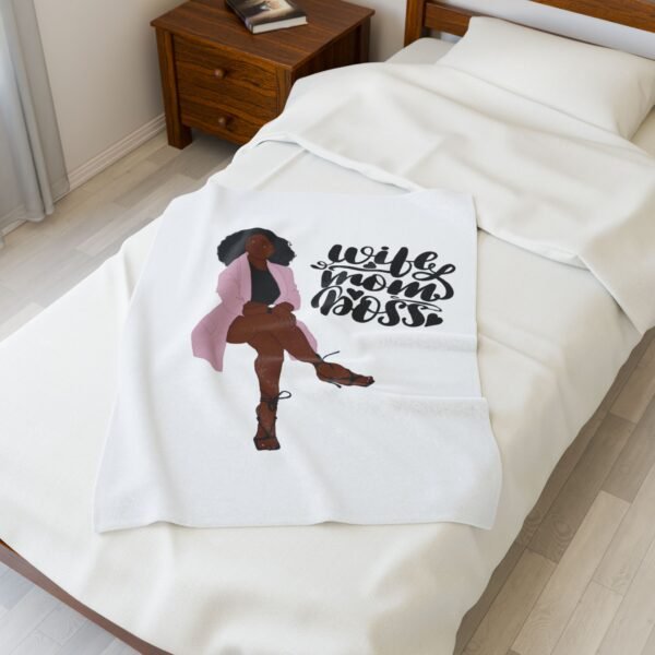 Wife Mom Boss Velveteen Plush Blanket - Cozy Blanket for Empowered Women - Image 7