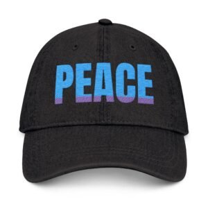Embroidered Denim Hat - Peace Vibes