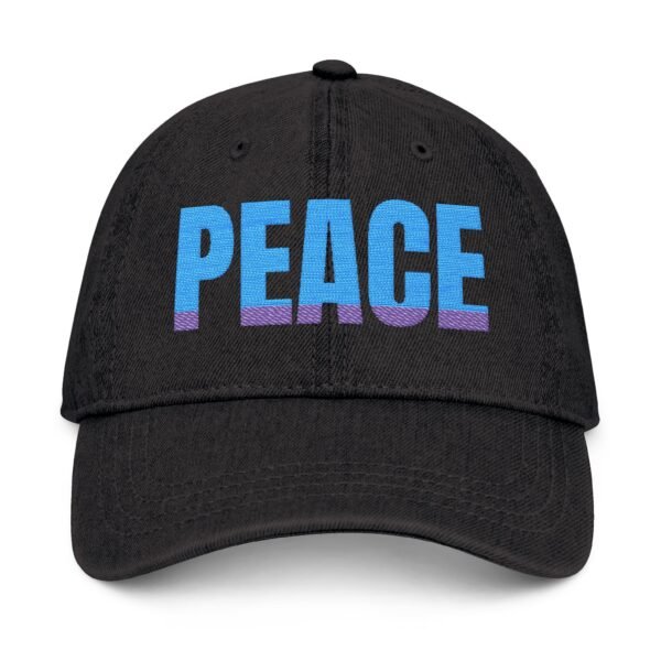 Embroidered Denim Hat - Peace Vibes