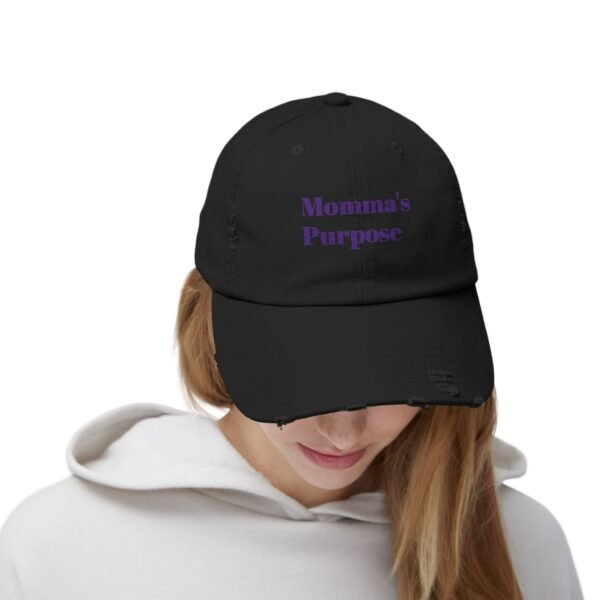 Unisex Distressed Cap - Momma's Purpose - Trendy Adjustable Hat for Everyday Style - Image 8