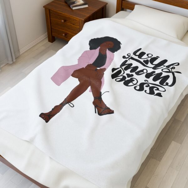 Wife Mom Boss Velveteen Plush Blanket - Cozy Blanket for Empowered Women