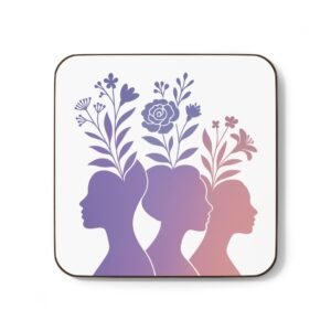 Empowerment Floral Coaster Set | Hardboard Coaster, Art Coaster, Home Decor, Gift for Her, Coffee Table Accessory