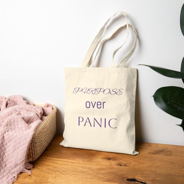 Purpose Over Panic Cotton Canvas Tote Bag - Eco-Friendly Shopping & Everyday Use