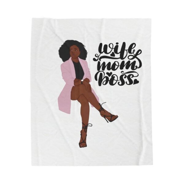 Wife Mom Boss Velveteen Plush Blanket - Cozy Blanket for Empowered Women - Image 2