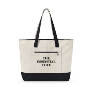Canvas Tote Bag — "The Essential Tote" Zippered Canvas Shopper
